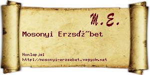 Mosonyi Erzsébet névjegykártya